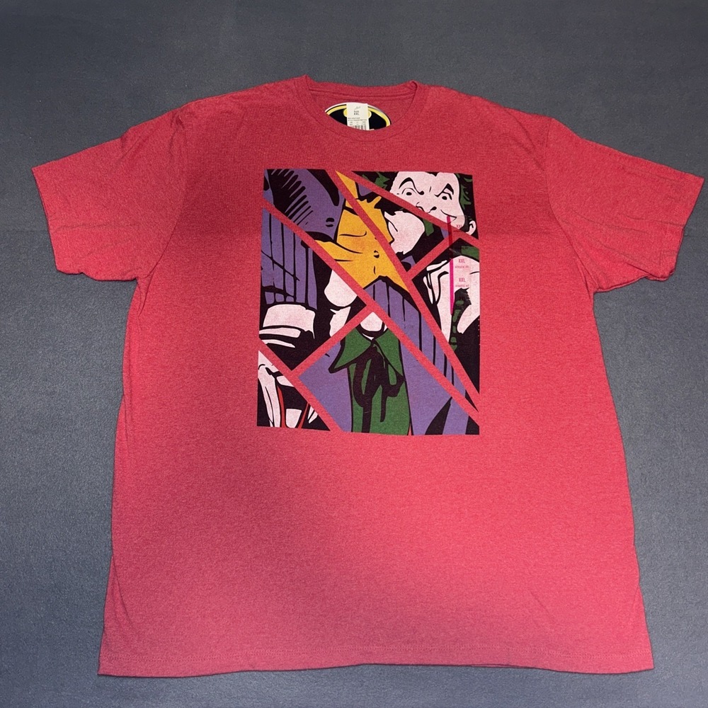 Batman vs Joker Men's T-Shirt XXL Red DC Comics Graphic Tee 2015‎ NWT